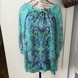 🫏Denver Hayes Teal and Purple Women's Blouse